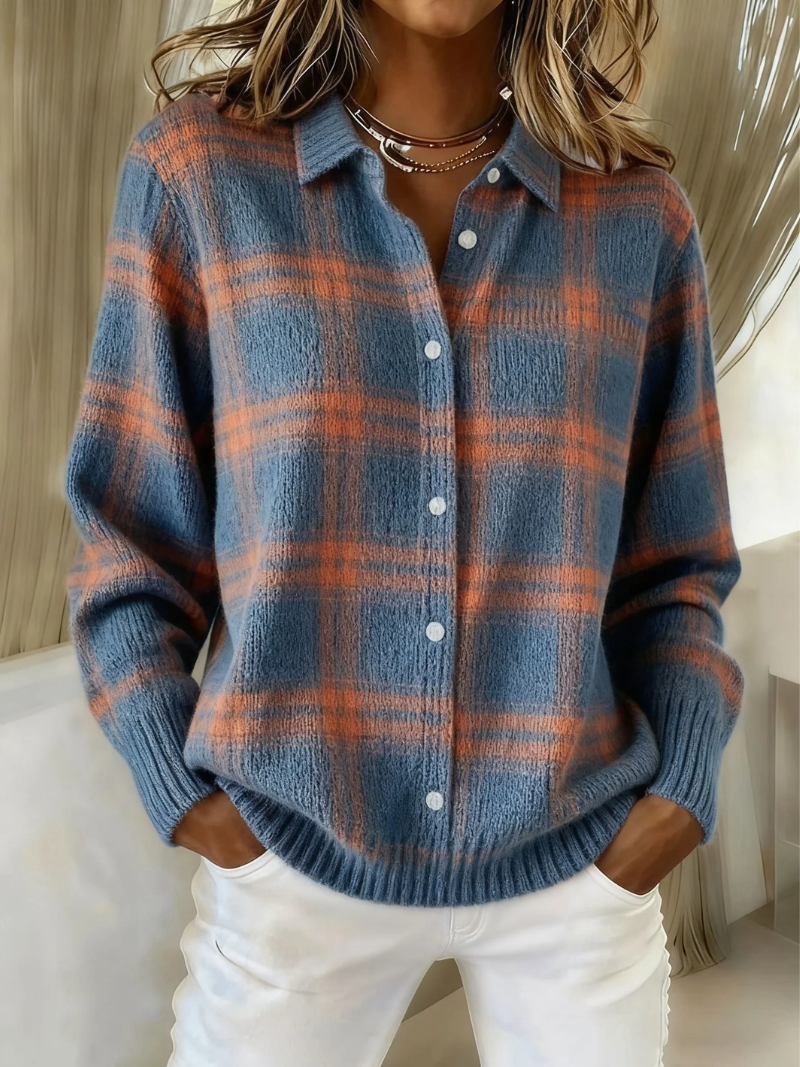 Soft Blouse with Check Pattern