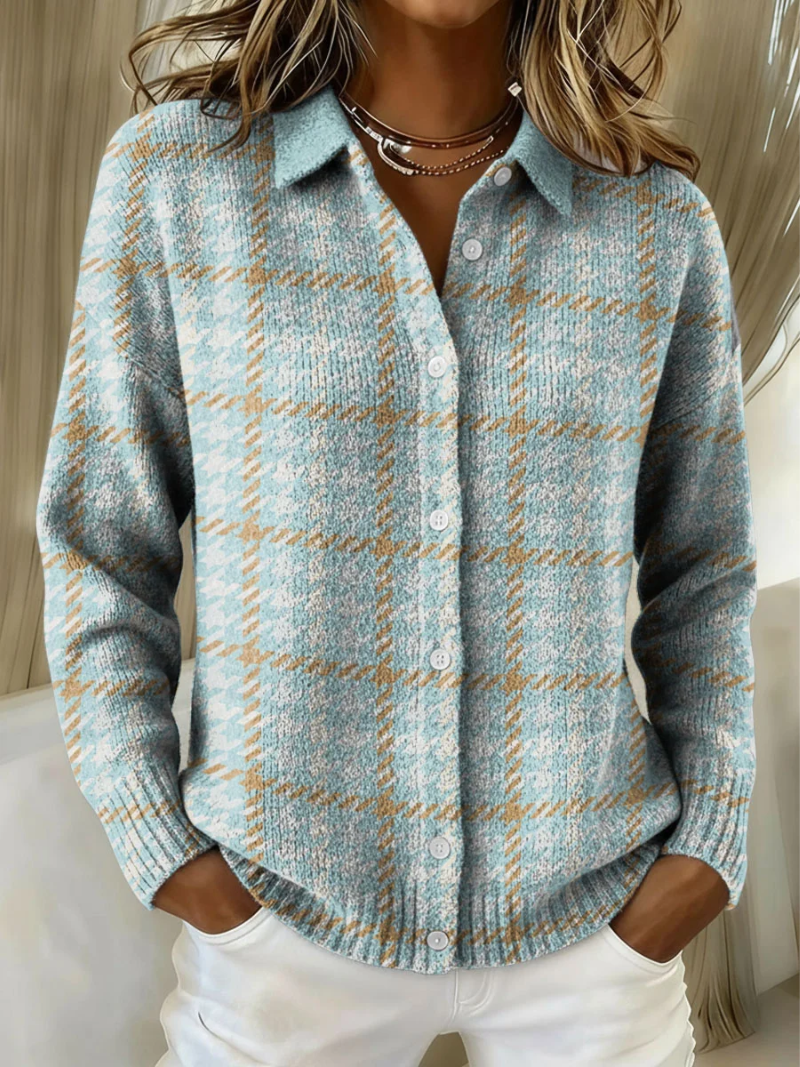 Sand Accent Checked Blouse