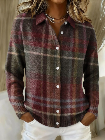 Sand Accent Checked Blouse