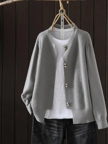 Pearl-Button Knit Cardigan
