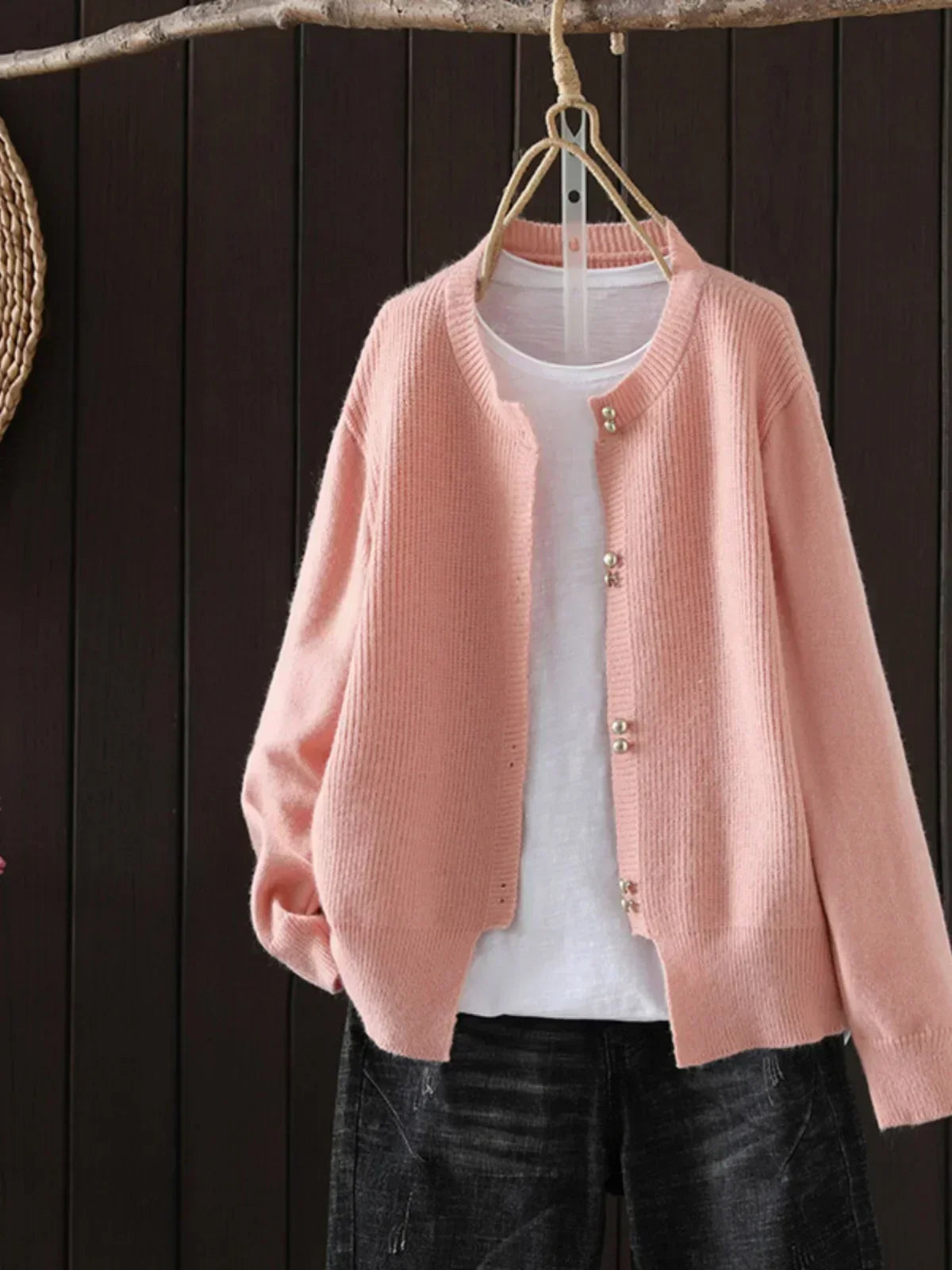 Pearl-Button Knit Cardigan