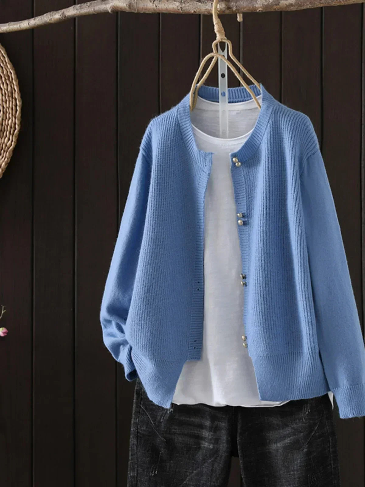 Pearl-Button Knit Cardigan