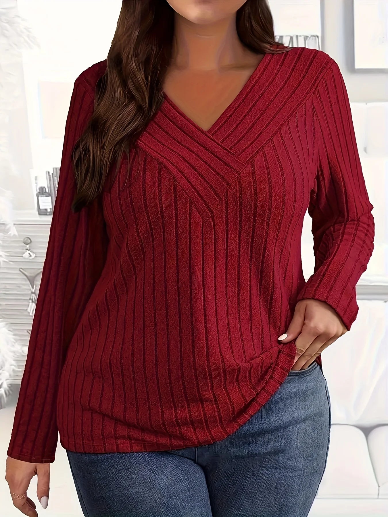 Plus Size Relaxed Long Sleeve Casual Top