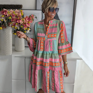 Lucy | Patterned Flowing Midi Dress