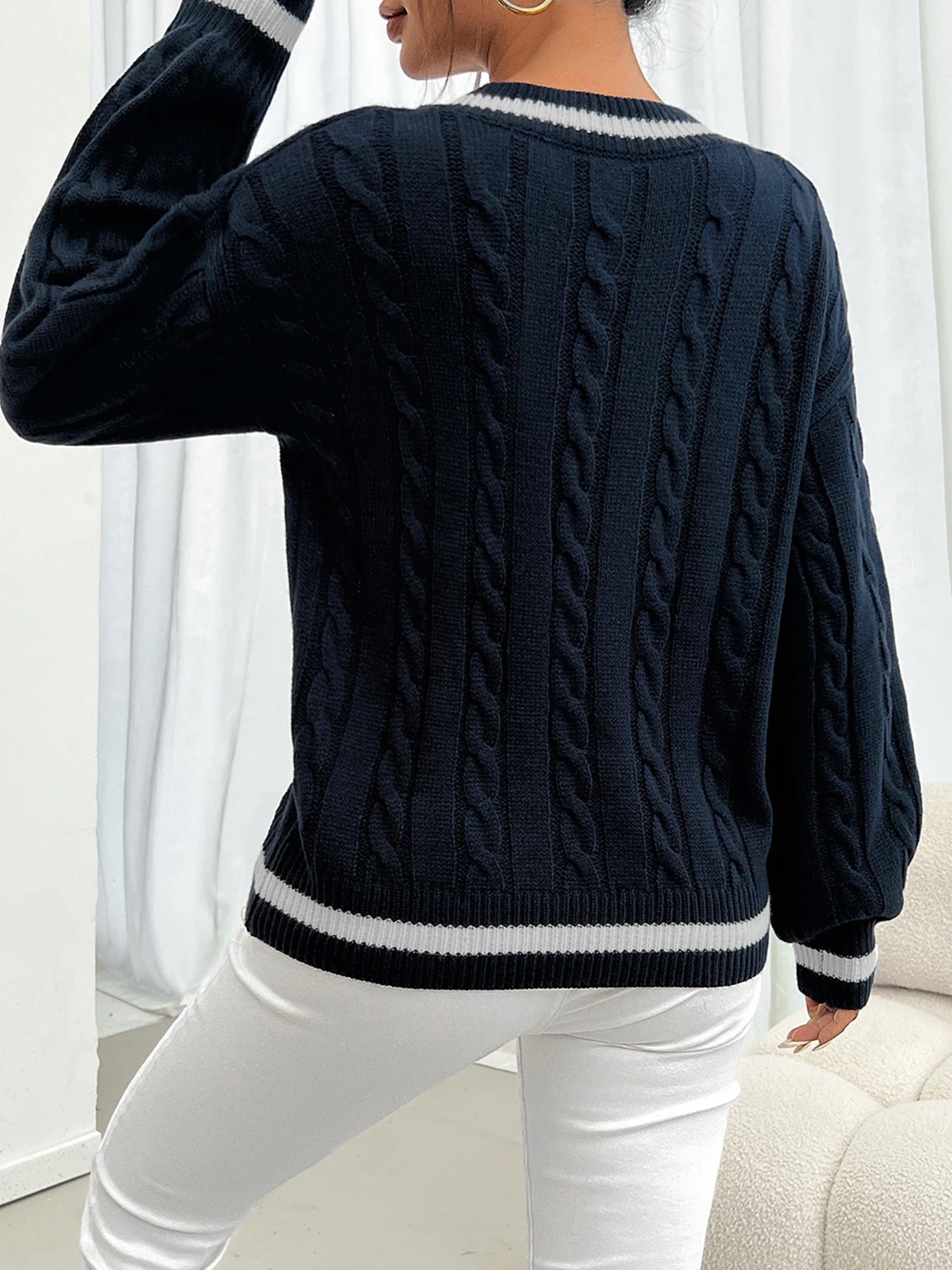 Twisted Flower Shoulder Knit Sweater