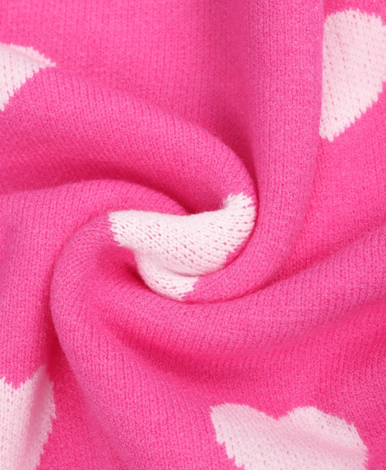 Hot Pink Heart Pattern Oversized Sweater