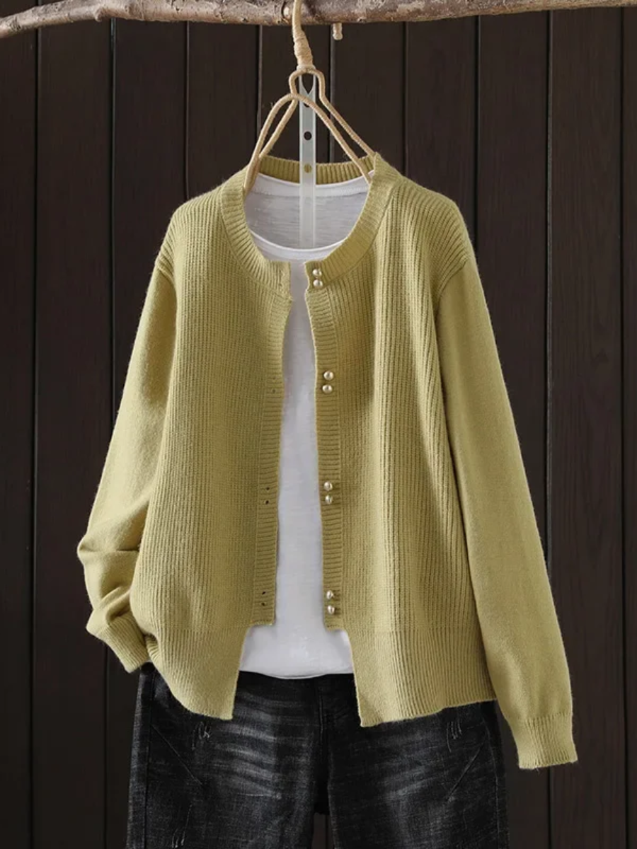Pearl-Button Knit Cardigan
