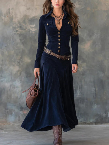 Milana | Long Suede Dress with Slit
