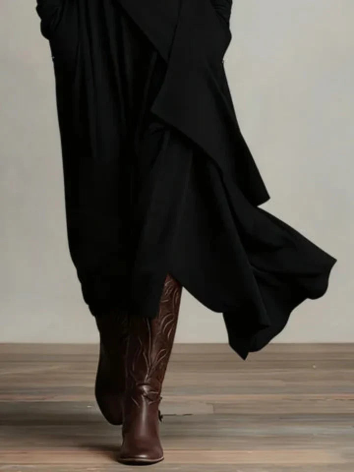 Asymmetrical Turtleneck Maxi Dress