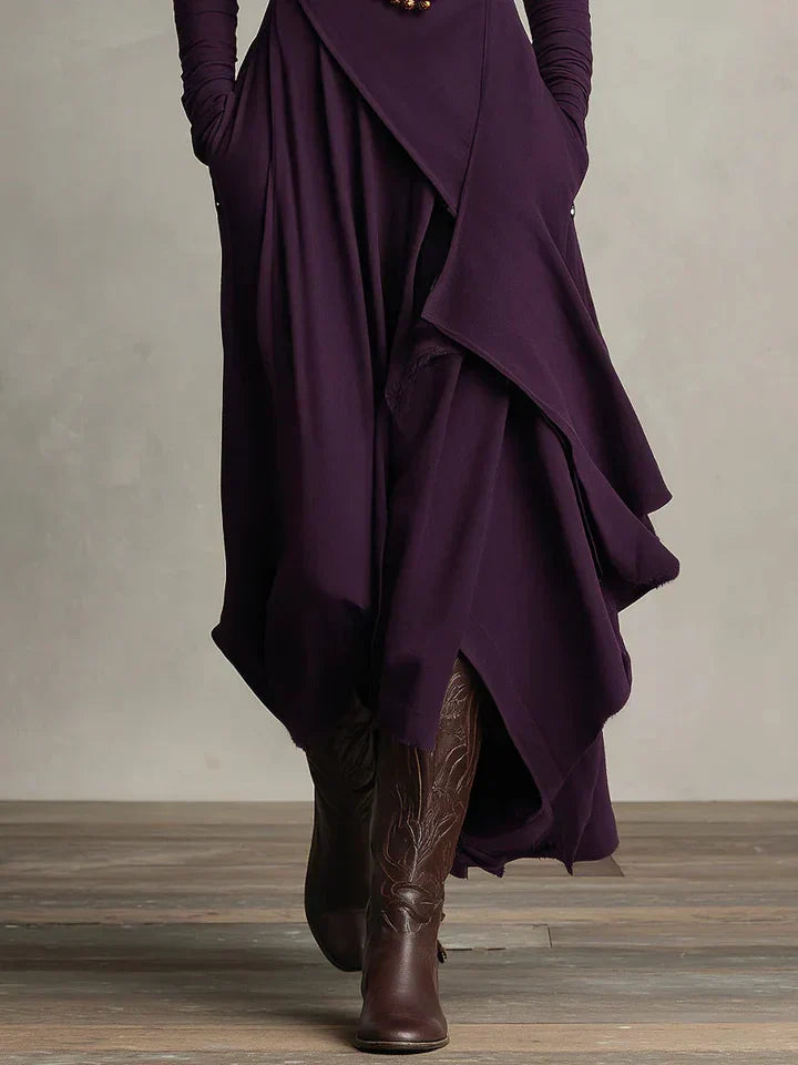 Asymmetrical Turtleneck Maxi Dress