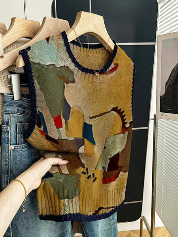 Abstract Patchwork Knit Vest