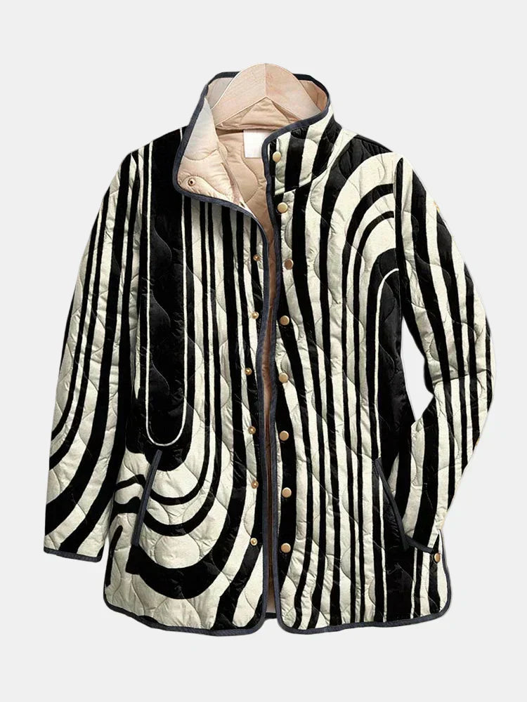 Abstract Geometric Quilted Jacket