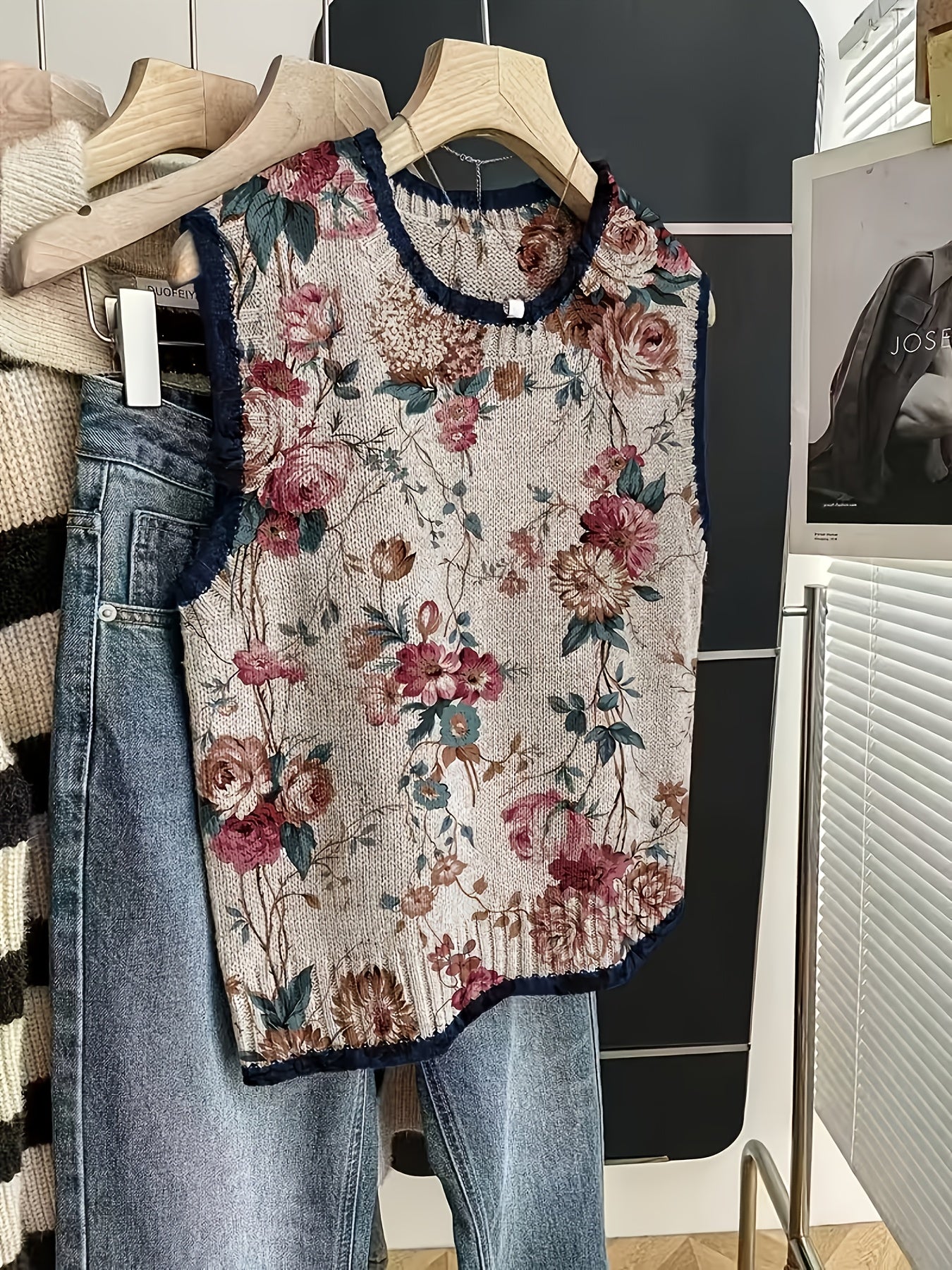 Modern Floral Knit Vest