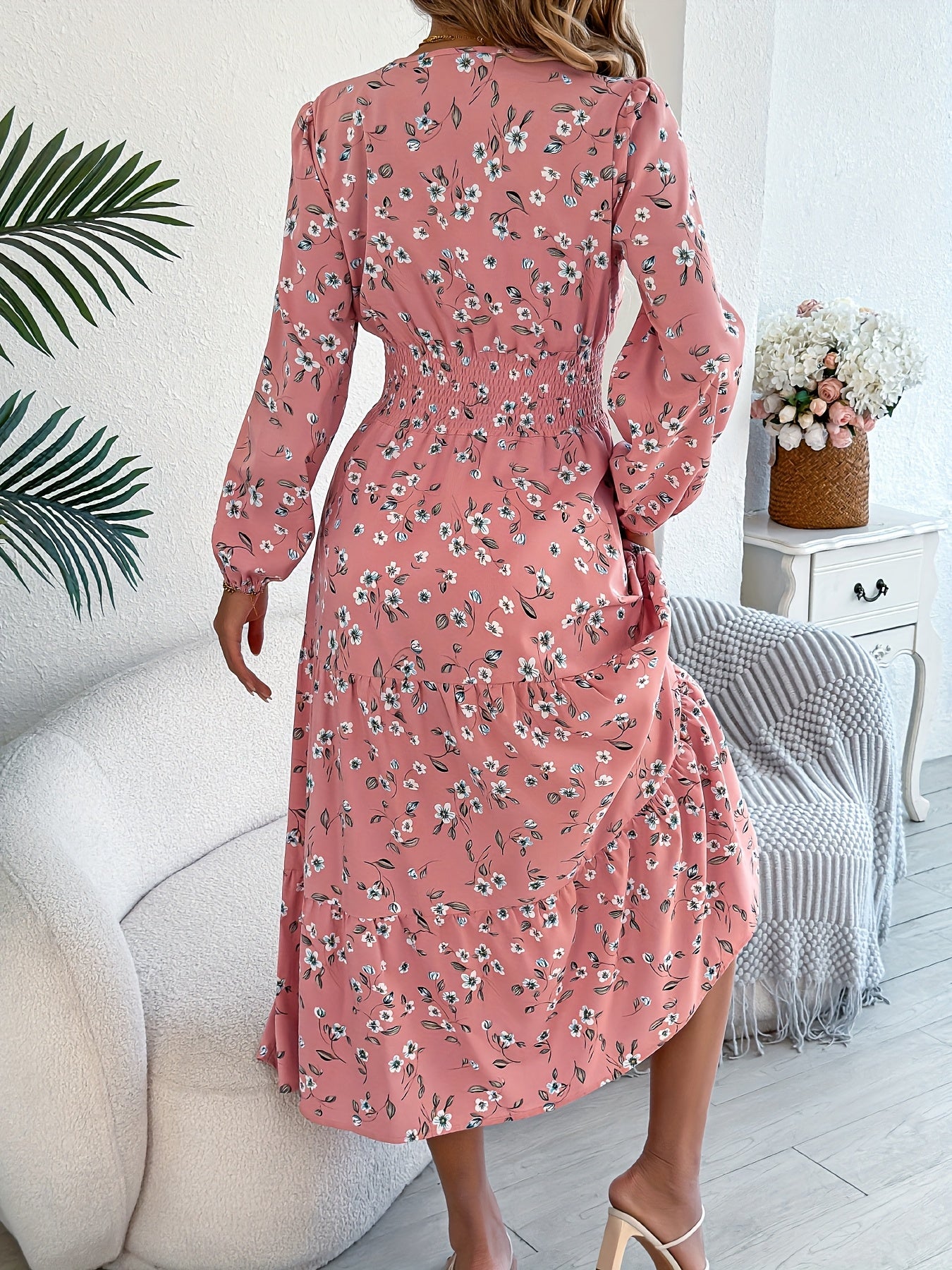 Spring Charm V-Neck A-Line Maxi Dress