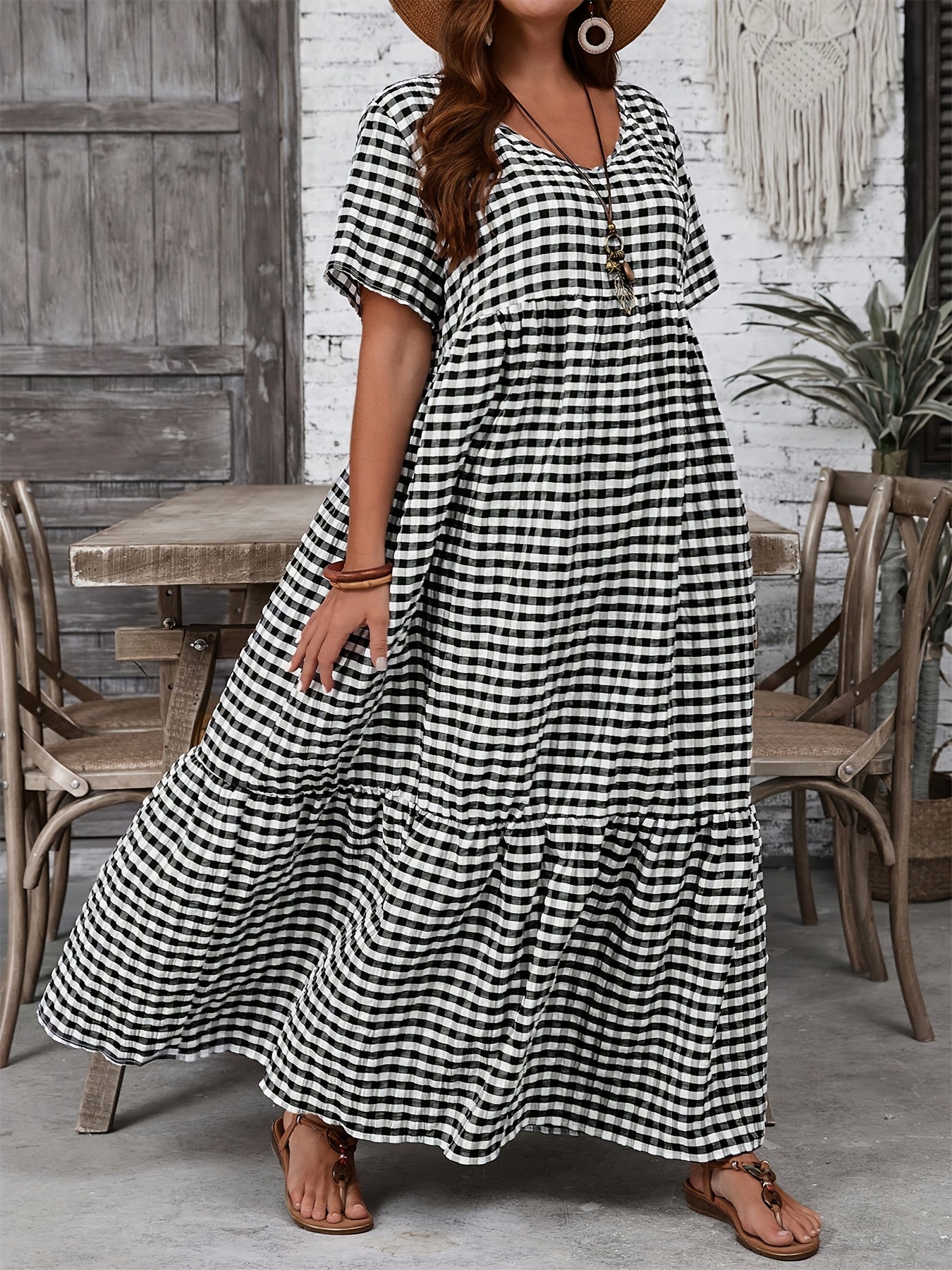 Livia Checkered Breeze Maxi Dress