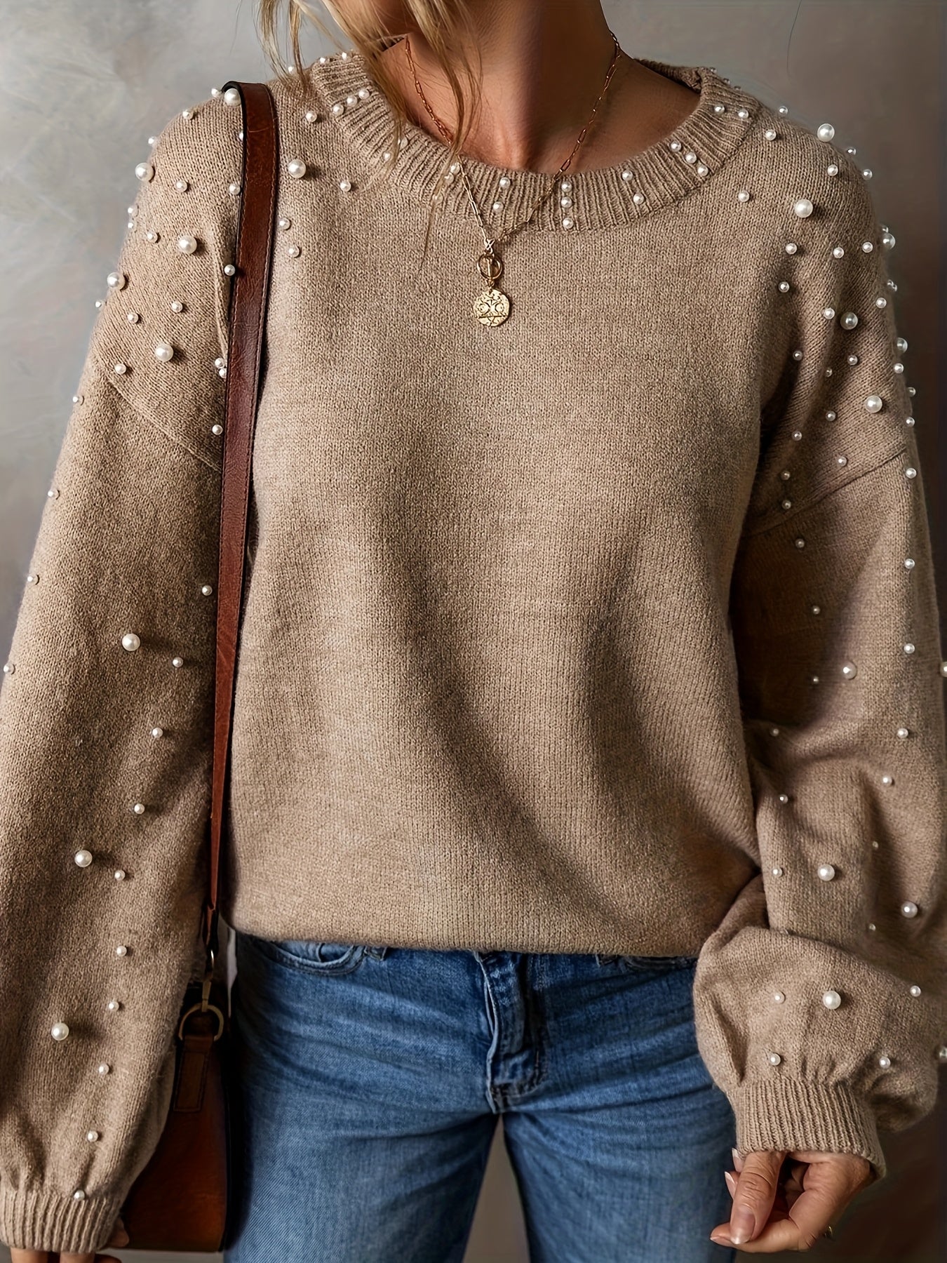 Beaded Detail Soft Knit Sweater