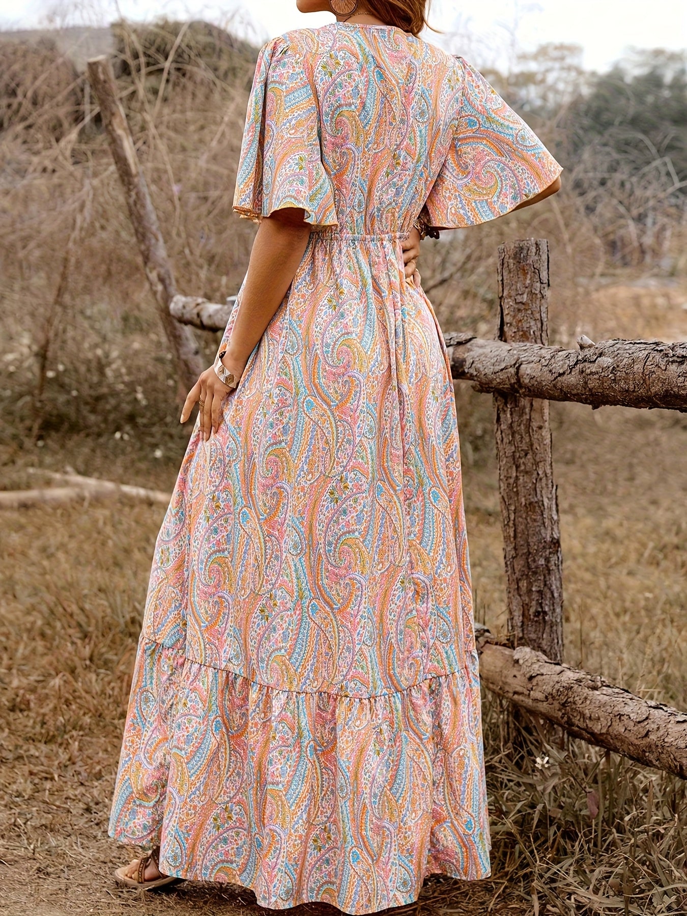 Women’s Fashion Print V-Neck Dress