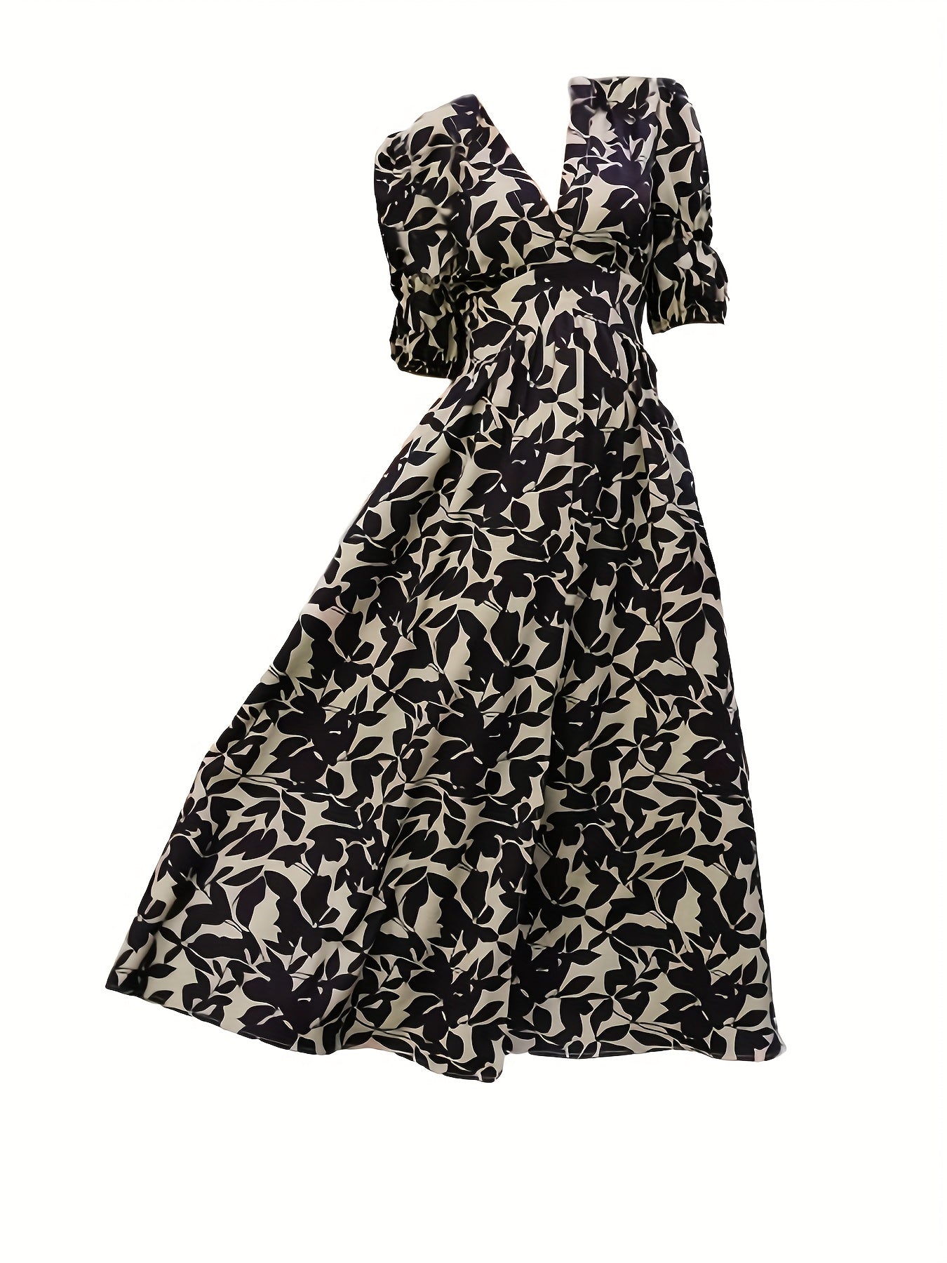Emulin Puff Sleeve All-Over Print Dress