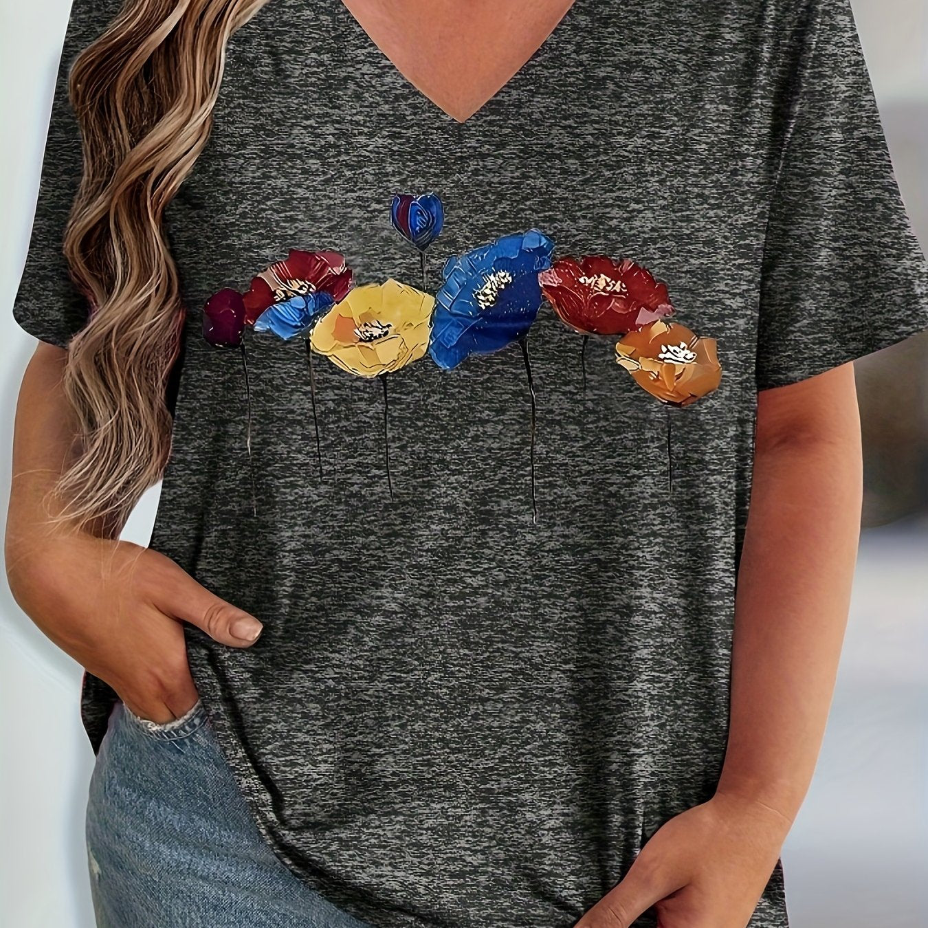 Floral V-Neck T-Shirt