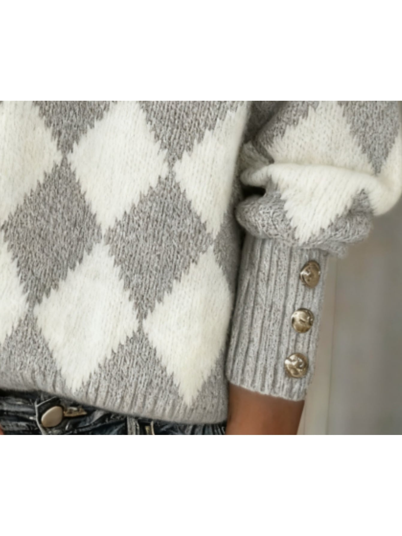 Contrast V-Neck Color Block Sweater