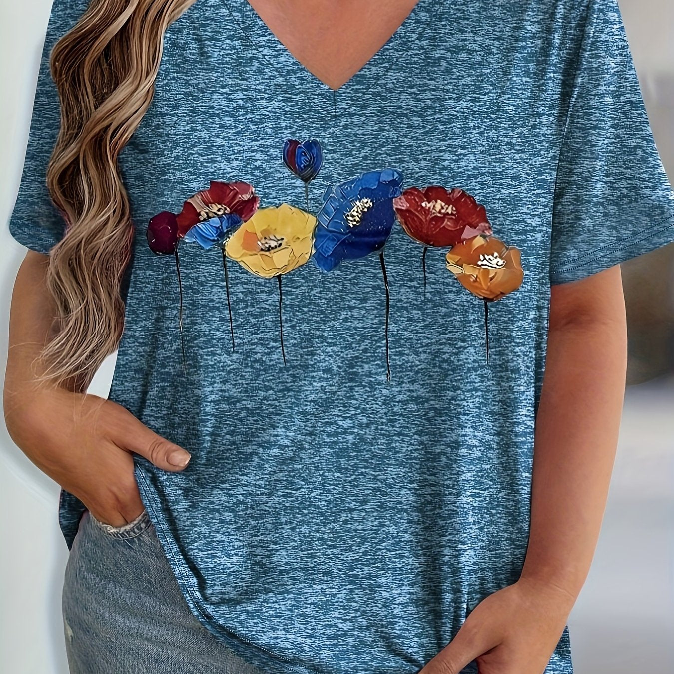 Floral V-Neck T-Shirt