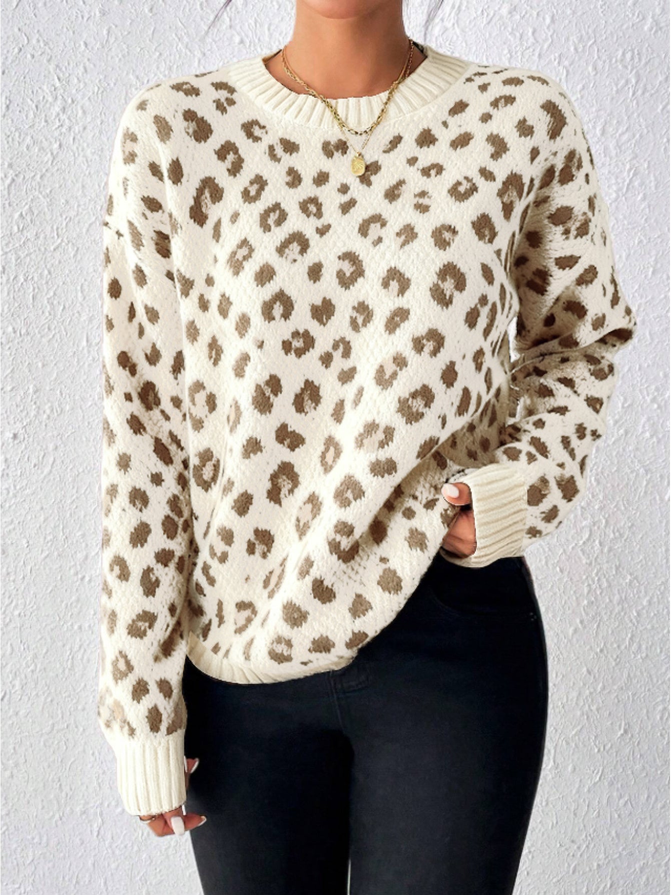 Classic Leopard Print Knit Sweater