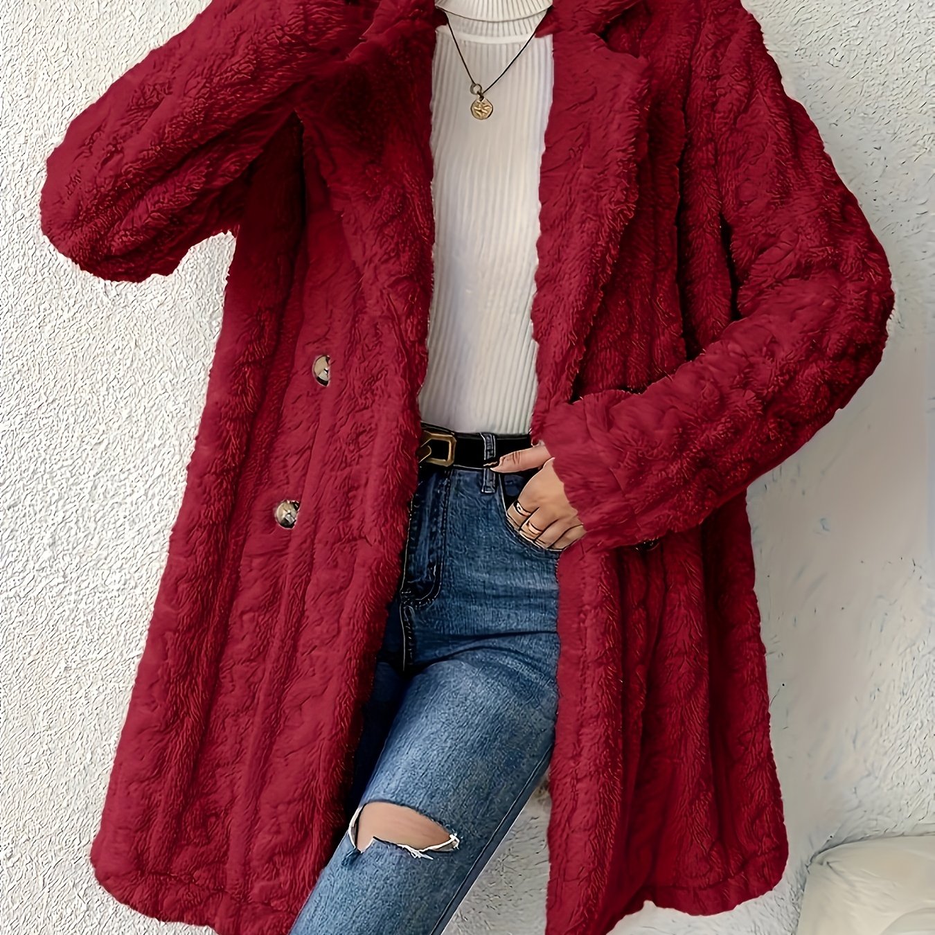 Fluffy Trend Wool-Style Coat