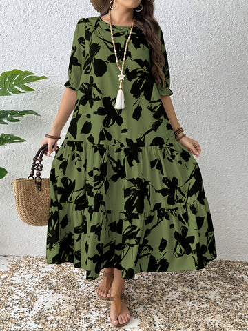 Printed Tiered Midi Dress