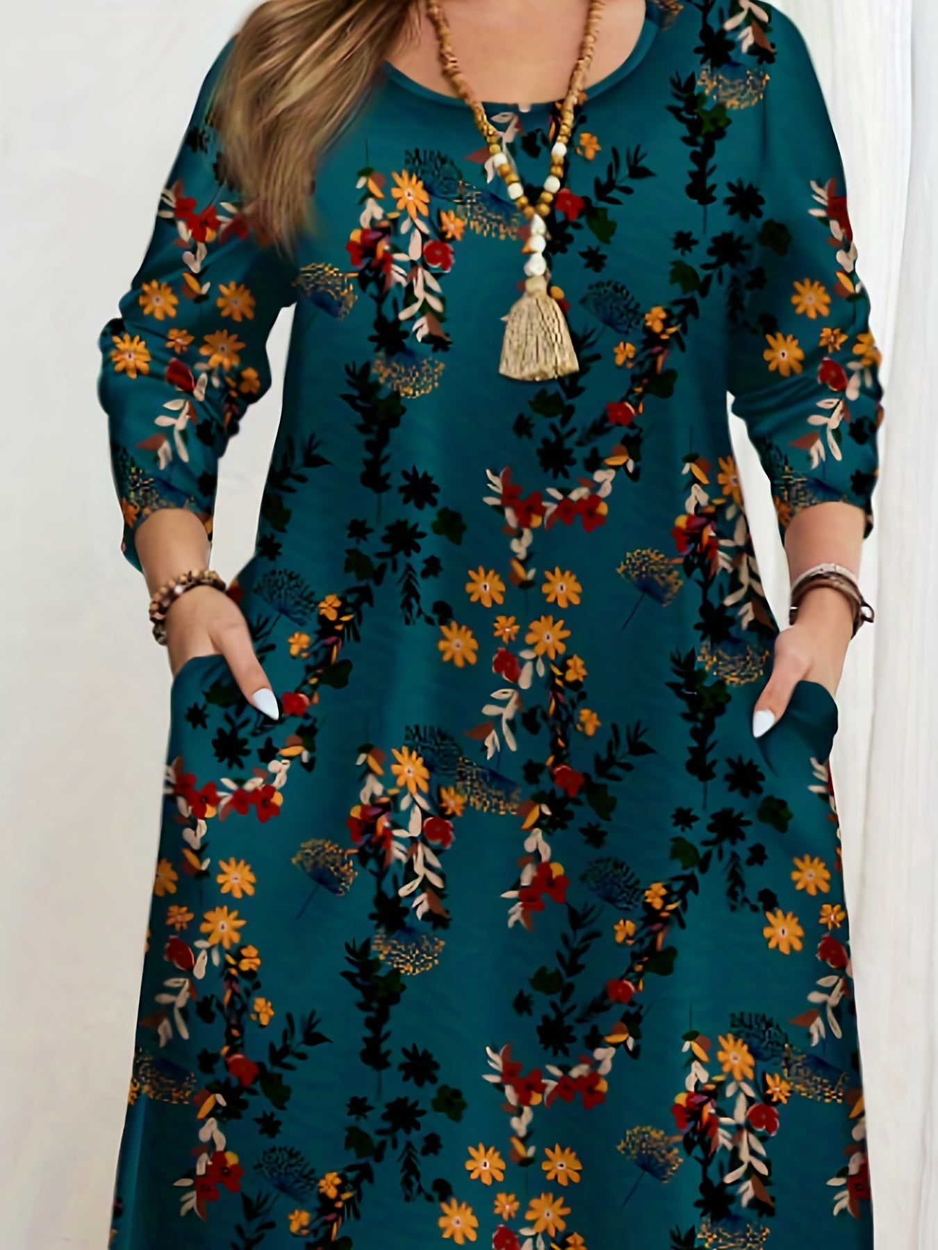 Long Sleeve Floral Midi Dress