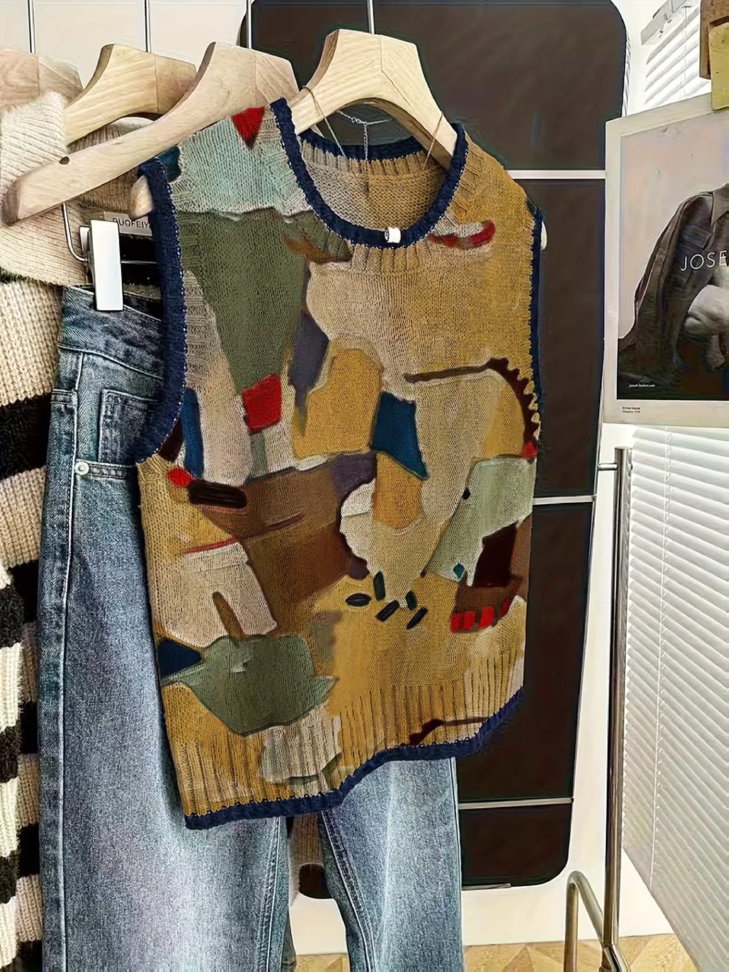 Abstract Patchwork Knit Vest