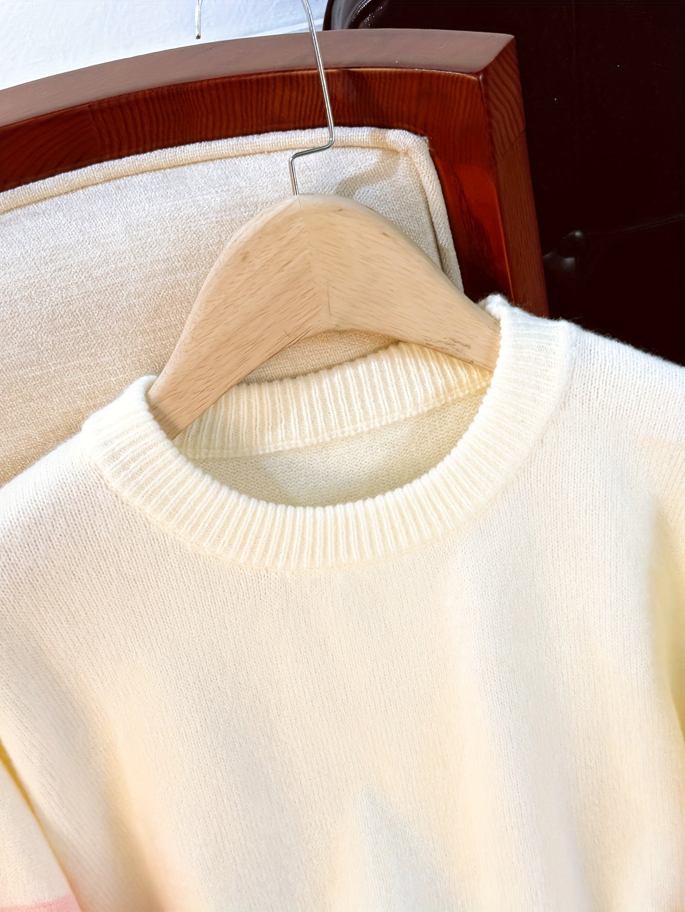 White Pink Gradient Knit Sweater