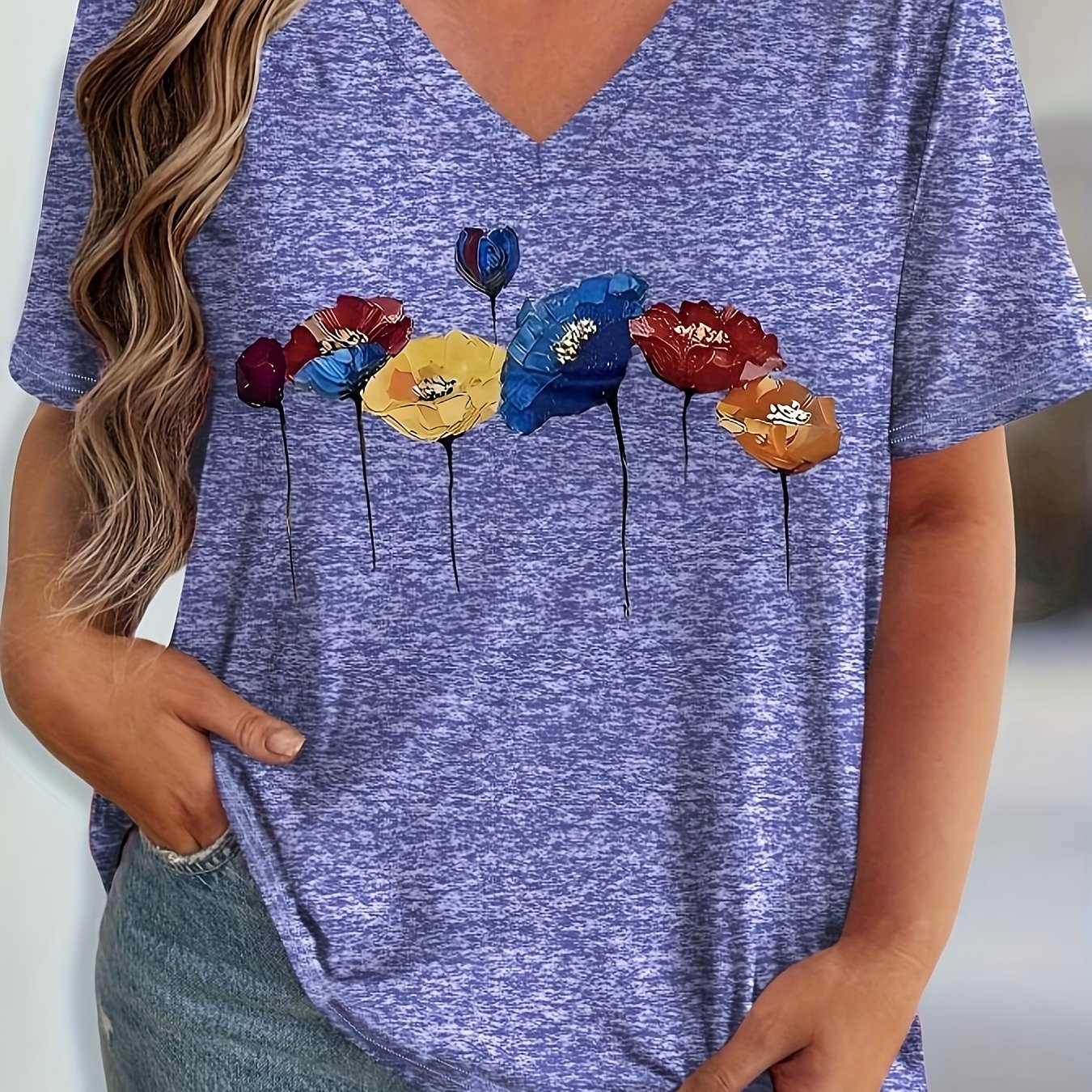 Floral V-Neck T-Shirt