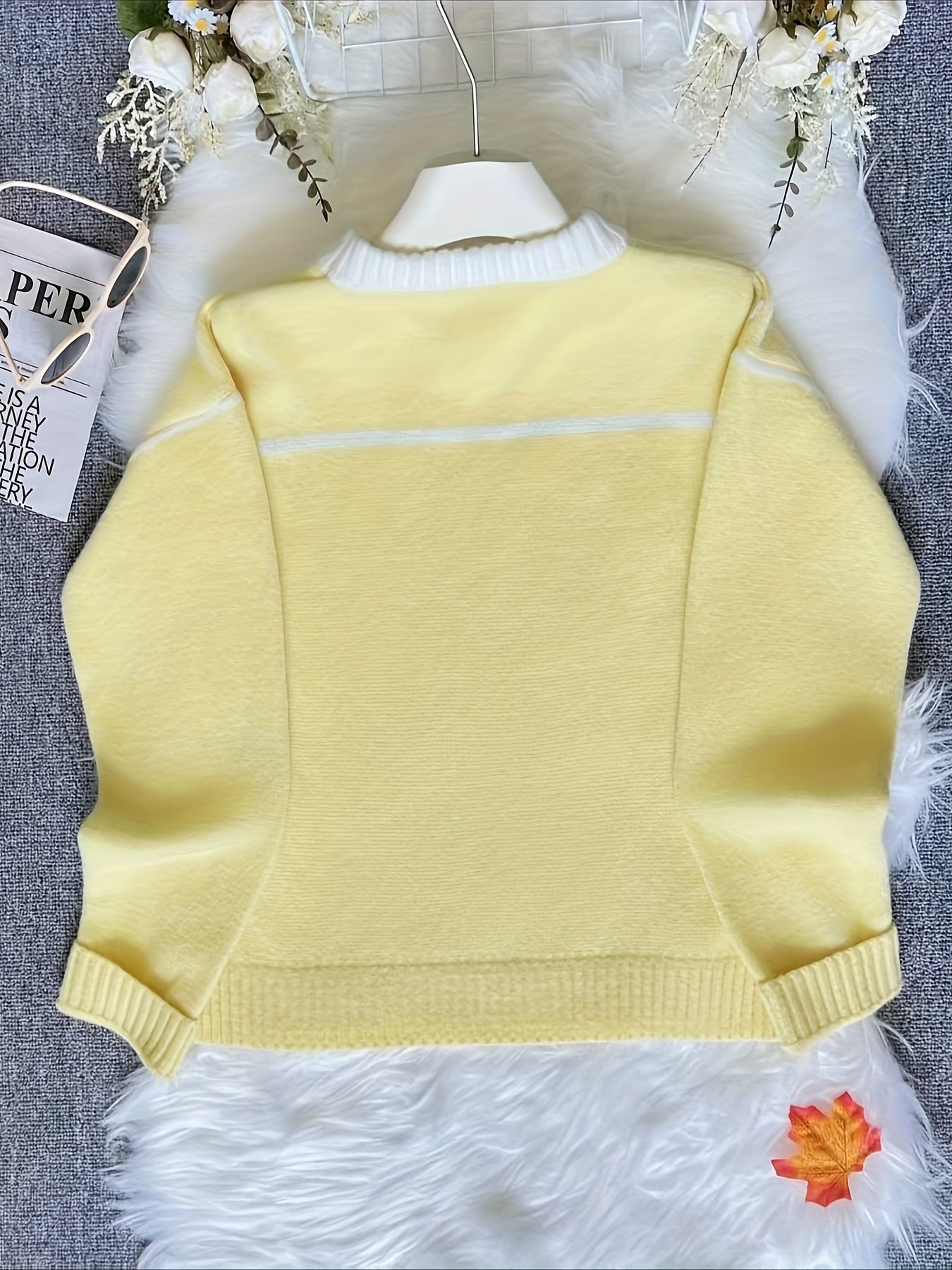Lemon Yellow Relaxed Fit Knit Sweater