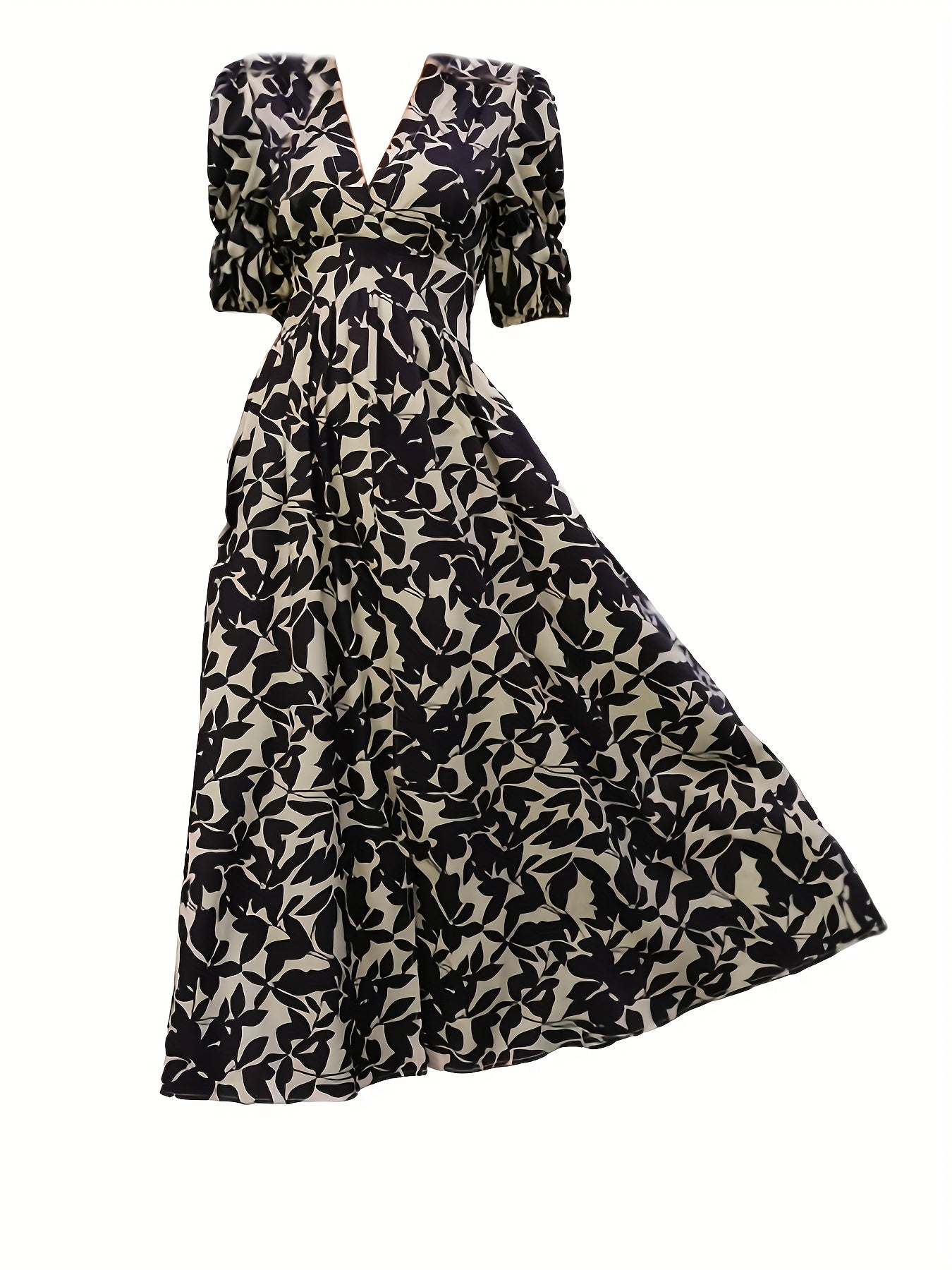 Emulin Puff Sleeve All-Over Print Dress
