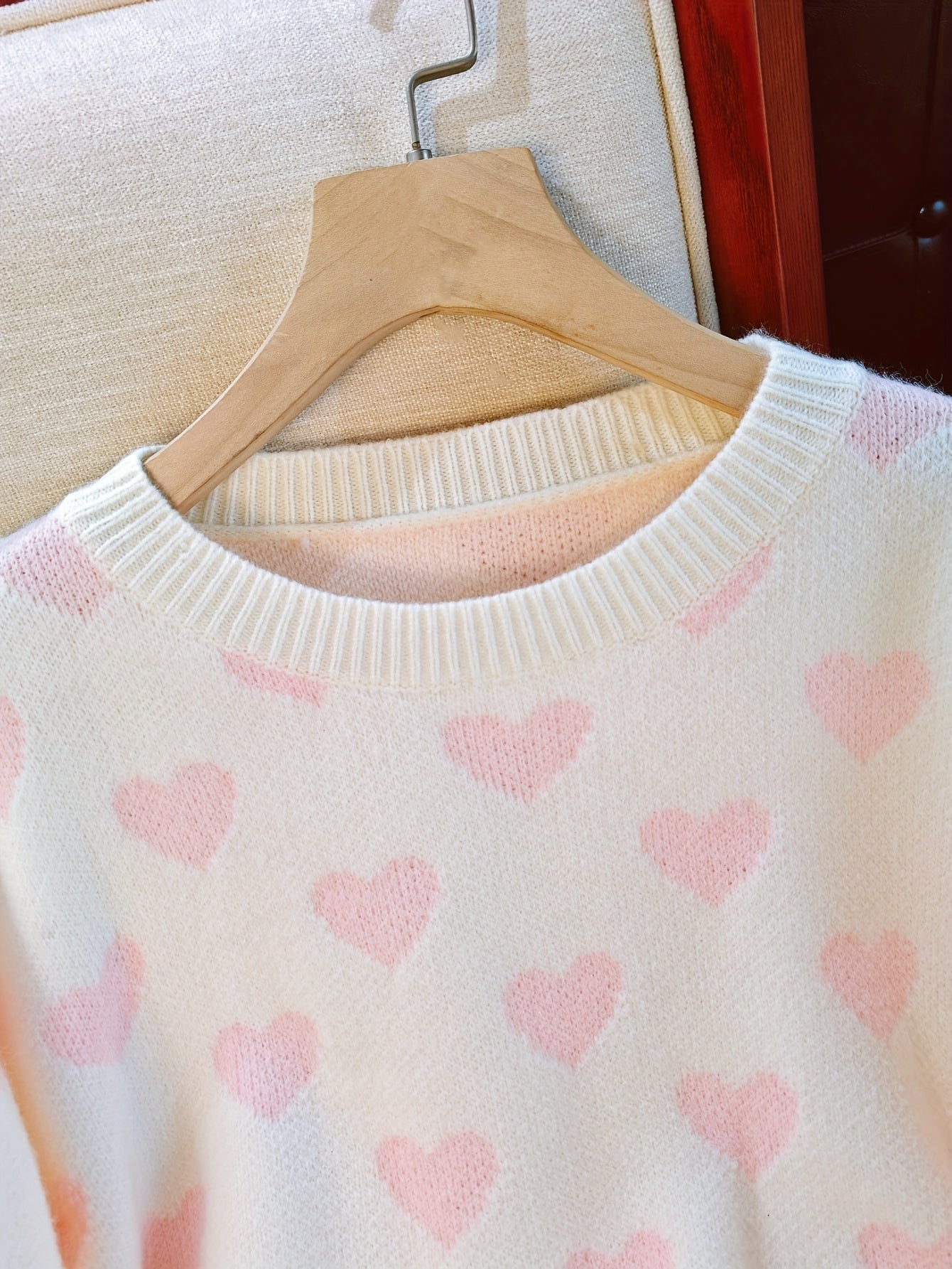Soft Heart Knit Mid-Length Sweater