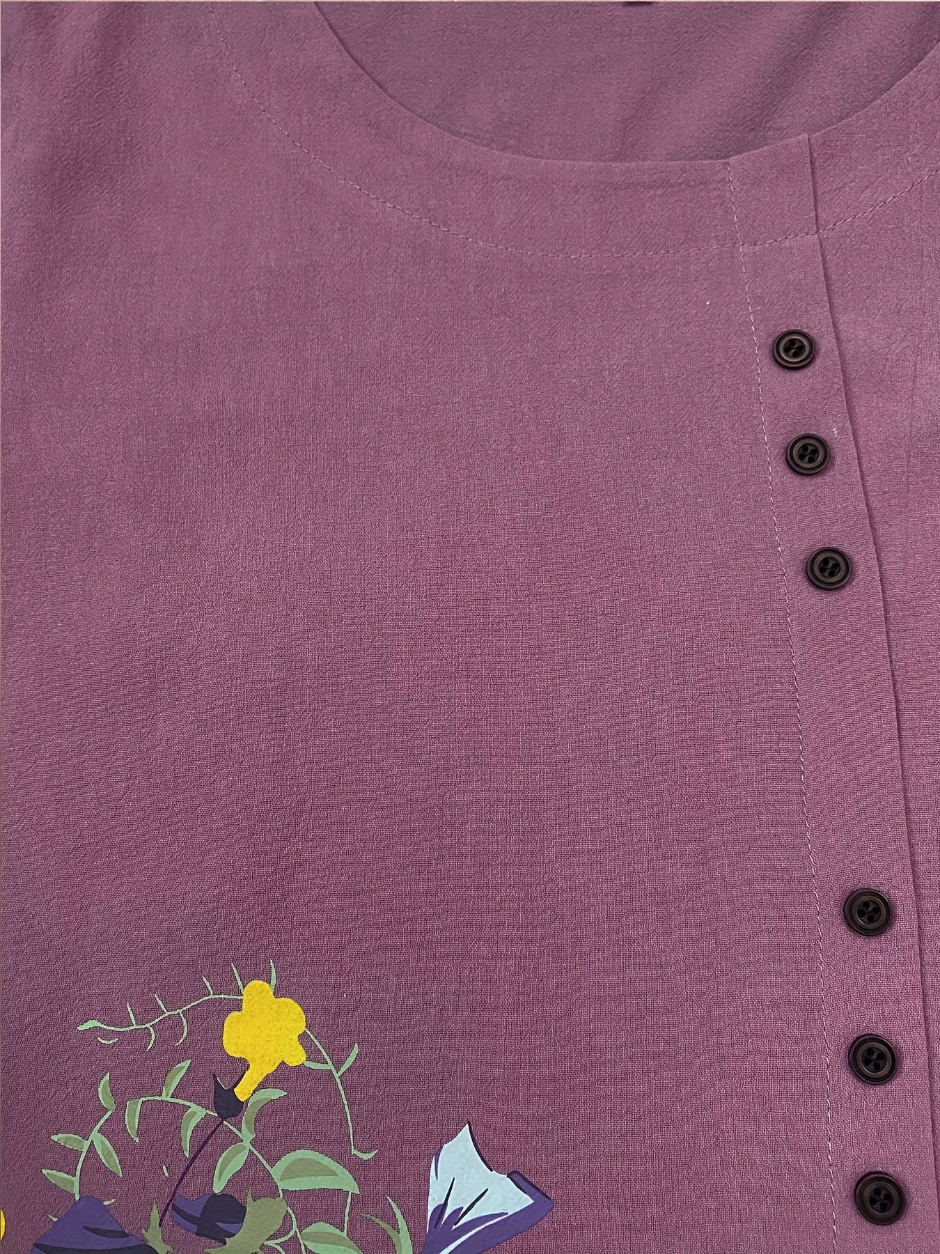 Floral Shirt with Decorative Buttons