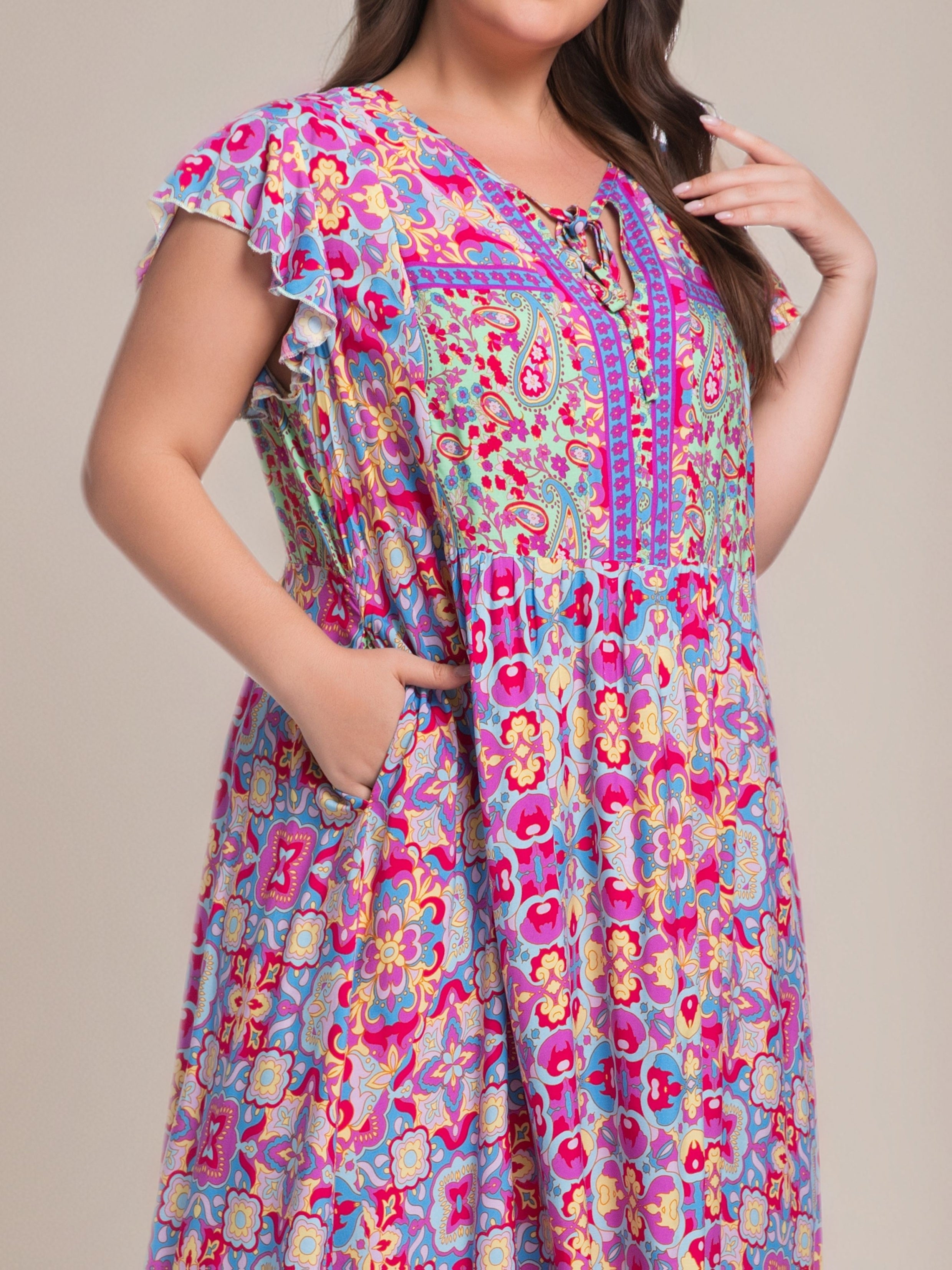 Bohemian Lace-Up Maxi Dress