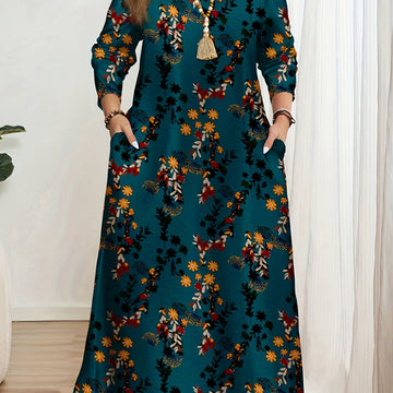 Long Sleeve Floral Midi Dress