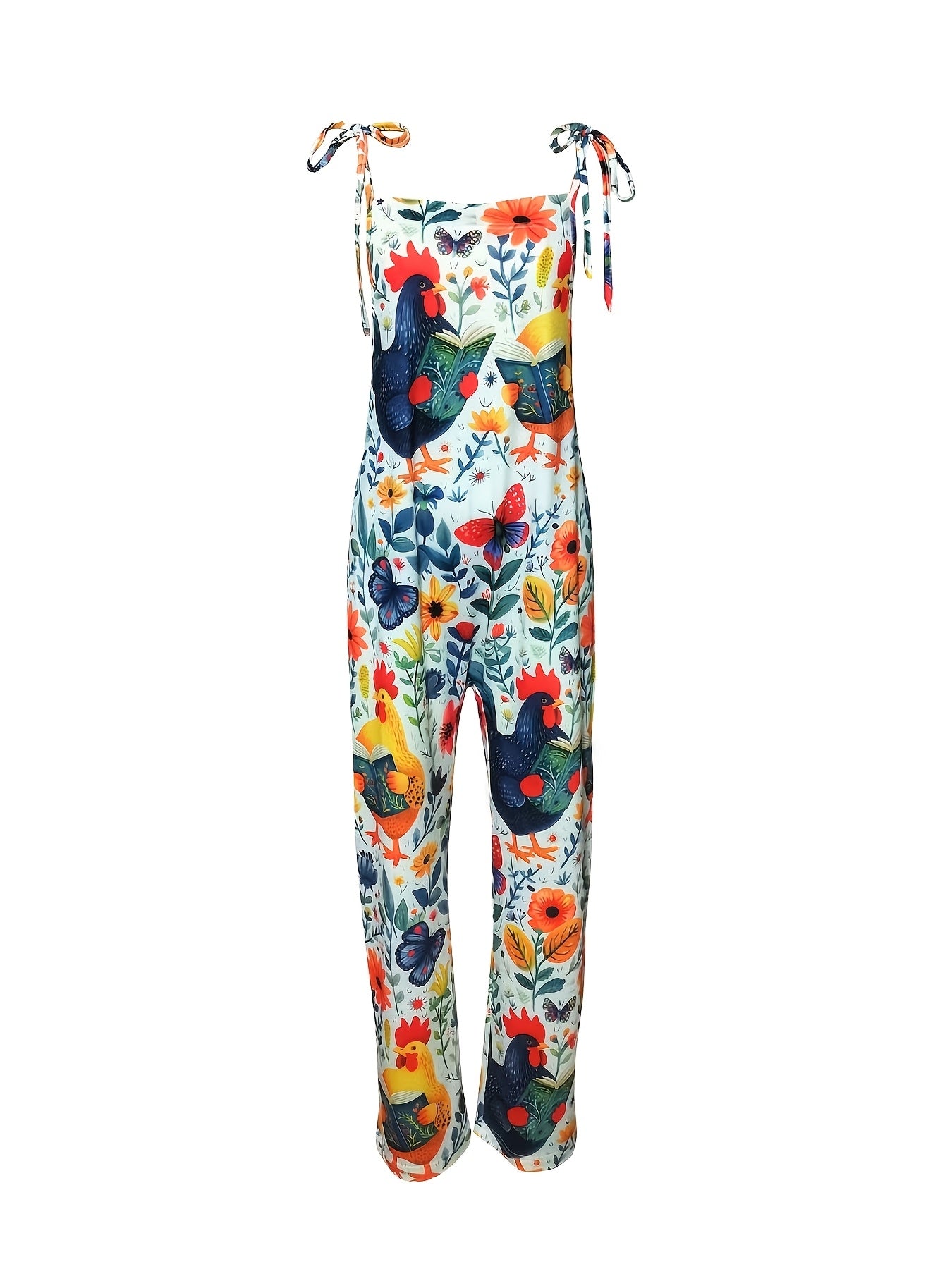 Farm Style Rooster Wide Leg Jumpsuit