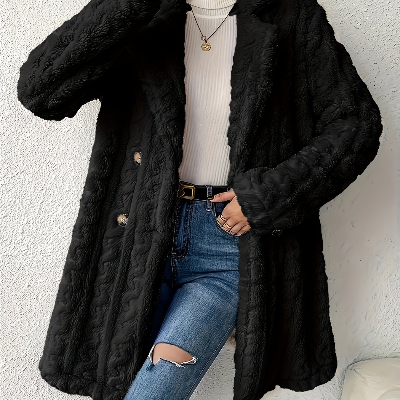 Fluffy Trend Wool-Style Coat