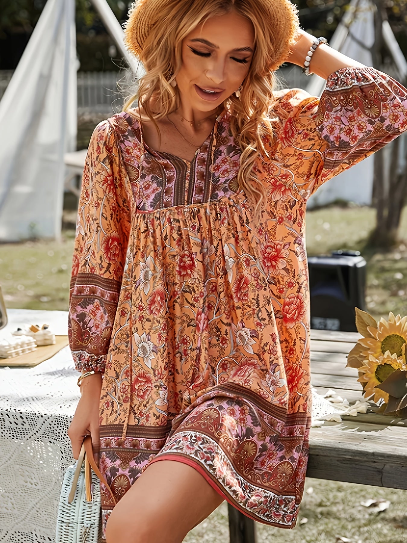 Bohemian Floral Mini Dress