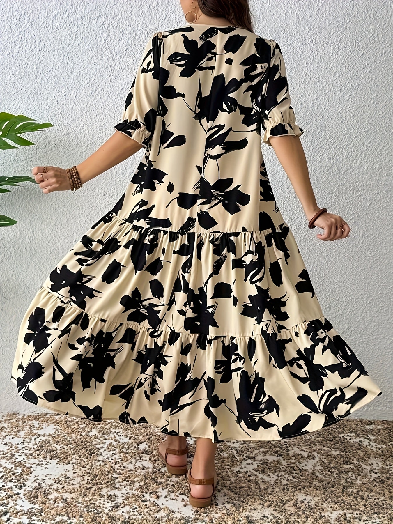 Printed Tiered Midi Dress