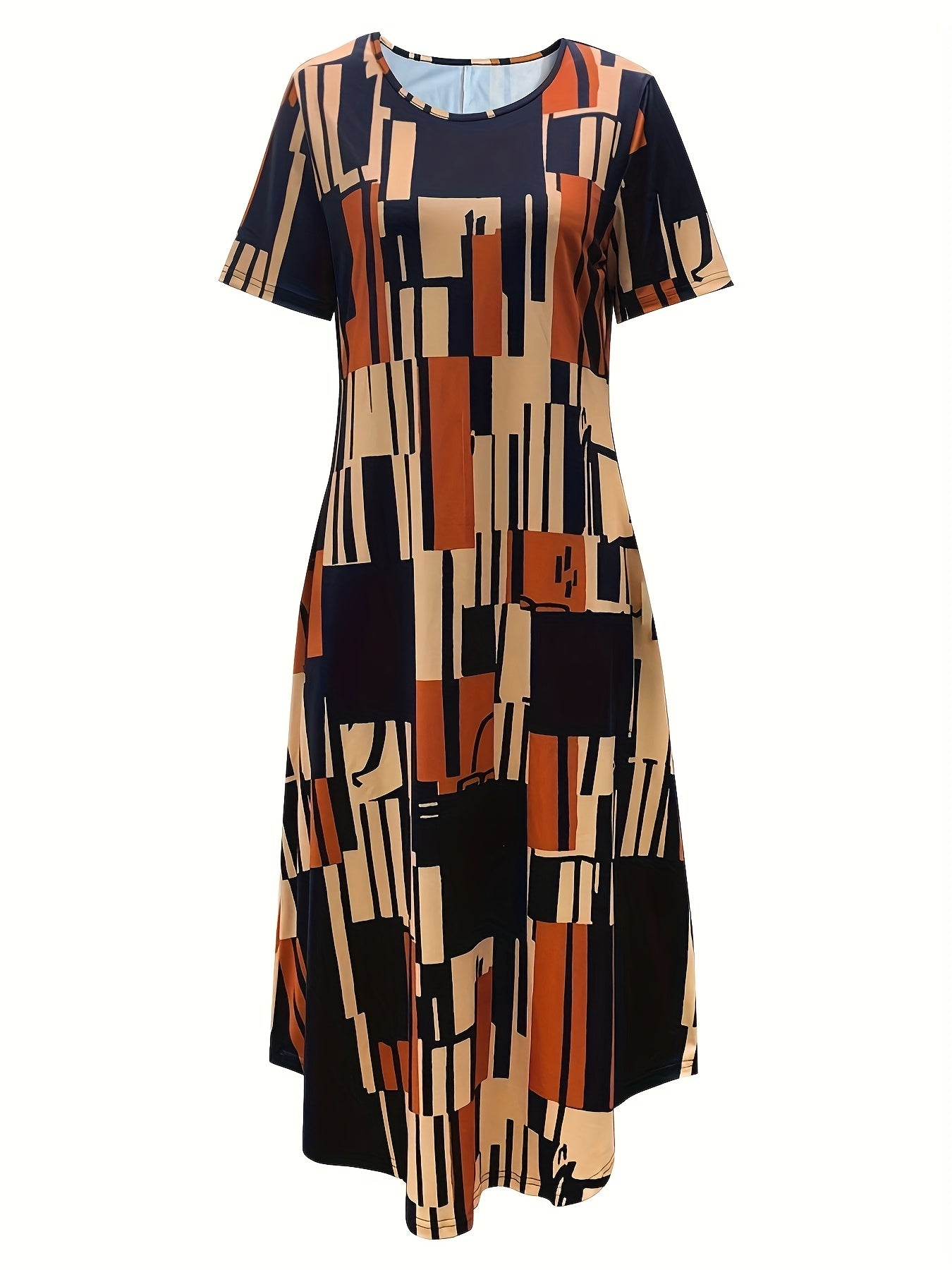 Plaid Pocket Flared Midi Dress
