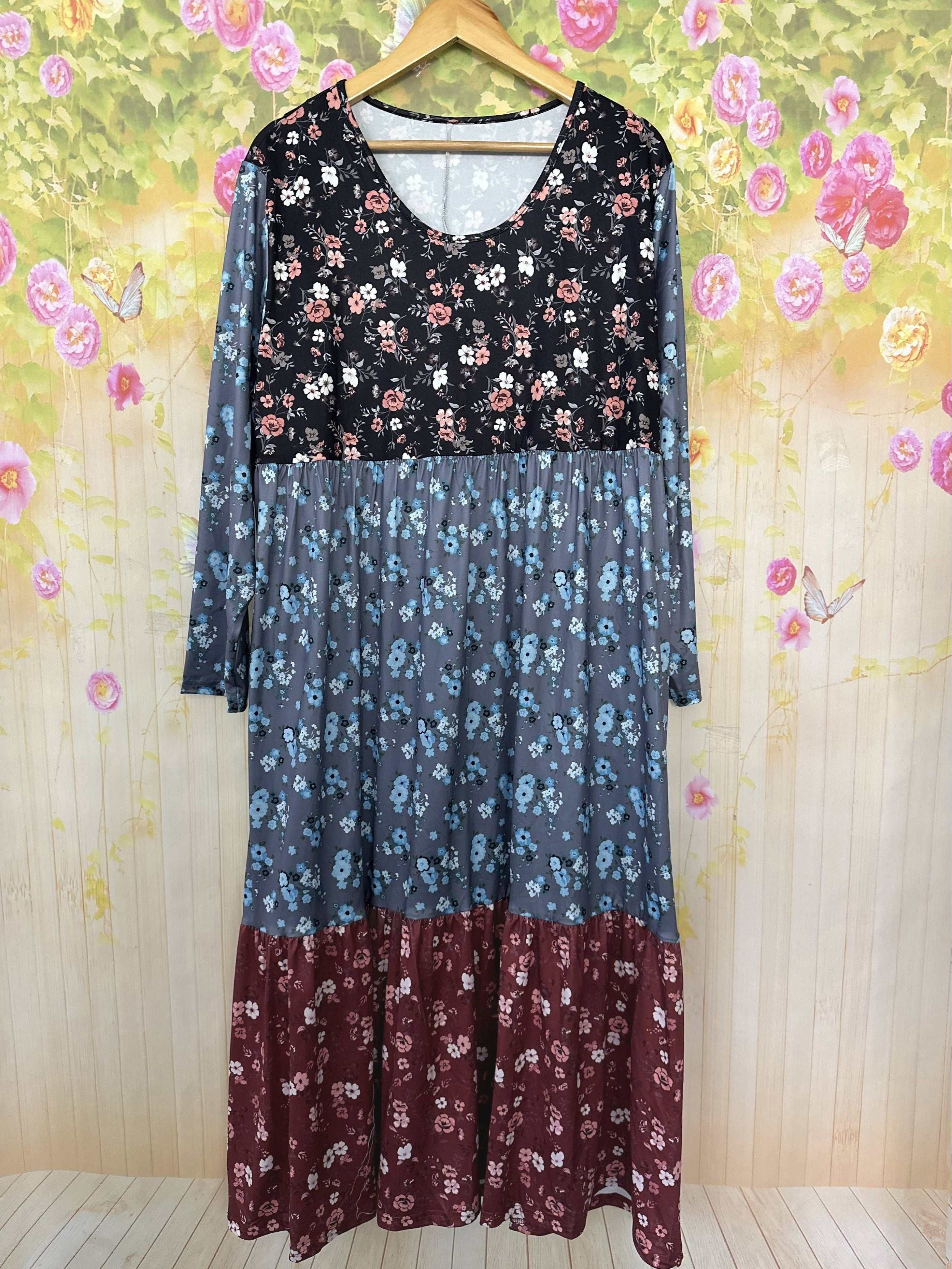 Elara Boho Patchwork Maxi Dress