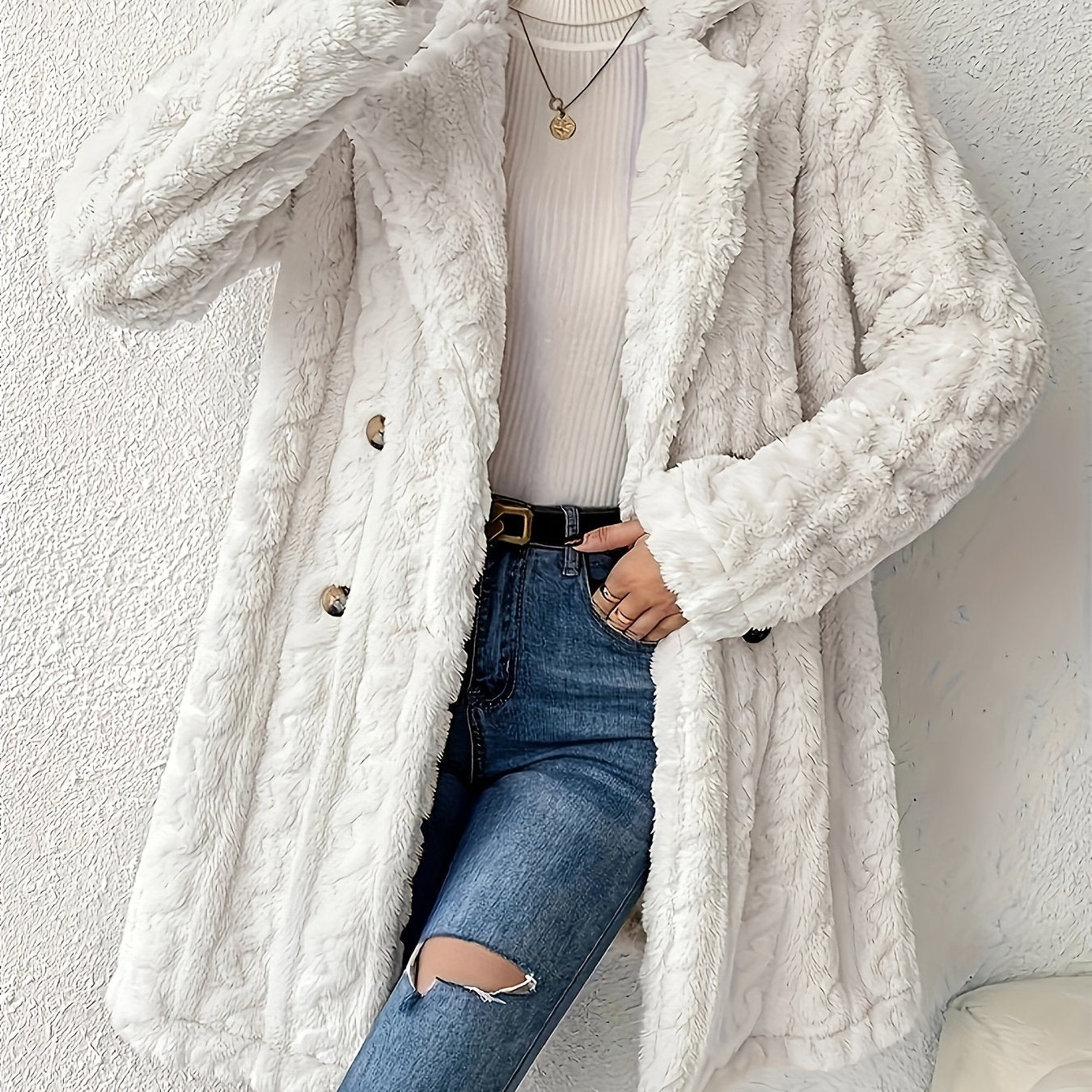 Fluffy Trend Wool-Style Coat