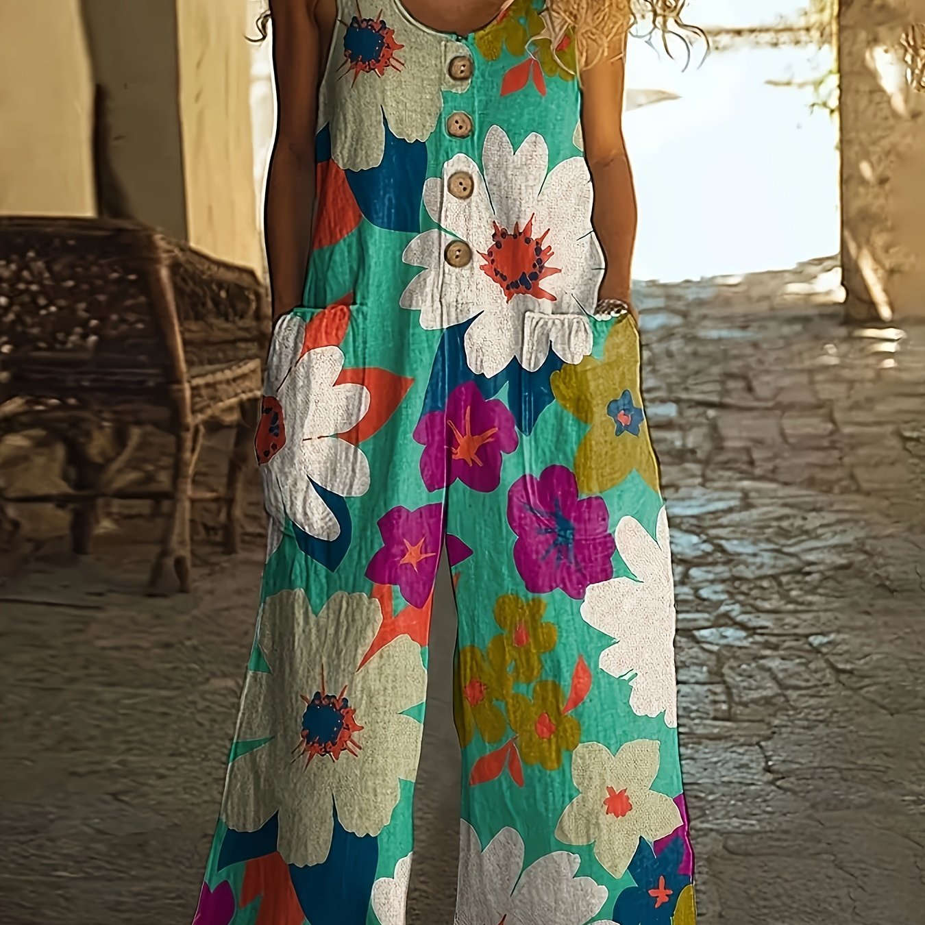 Floral Pocket Vacation Jumpsuit