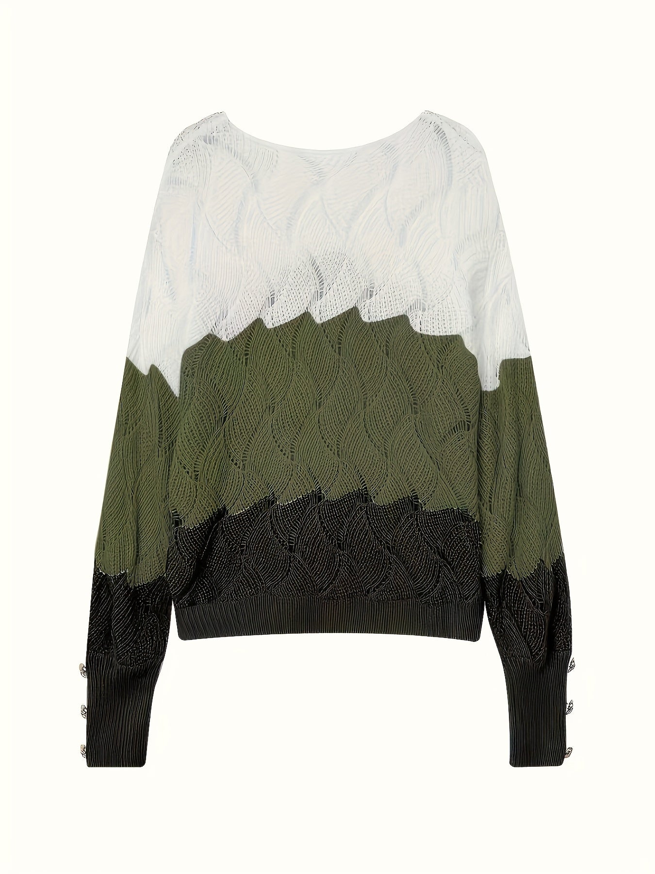 Color Block V-Neck Elegant Pullover