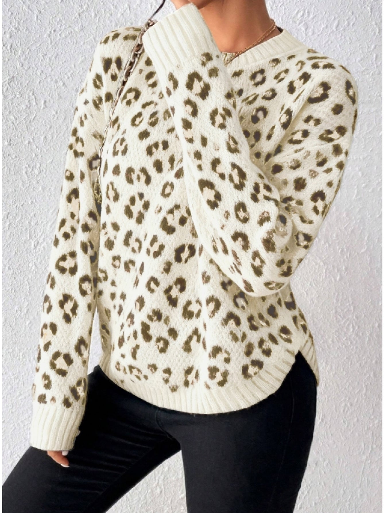 Classic Leopard Print Knit Sweater