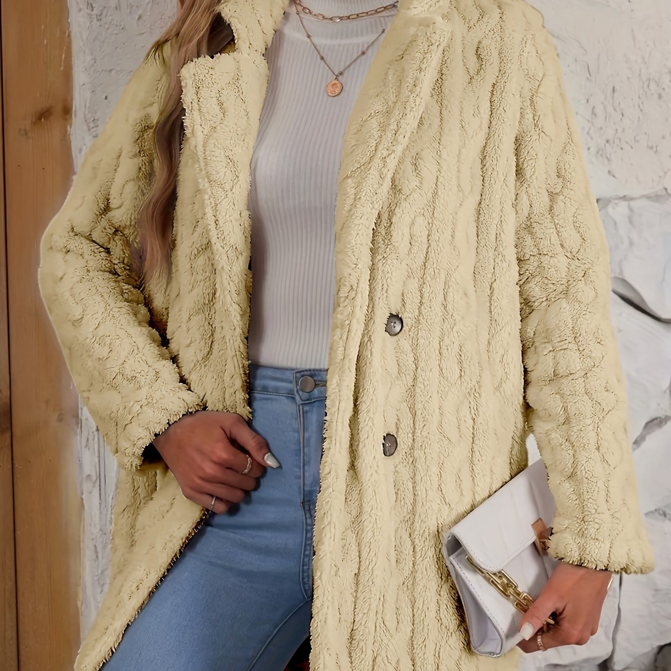 Fluffy Trend Wool-Style Coat