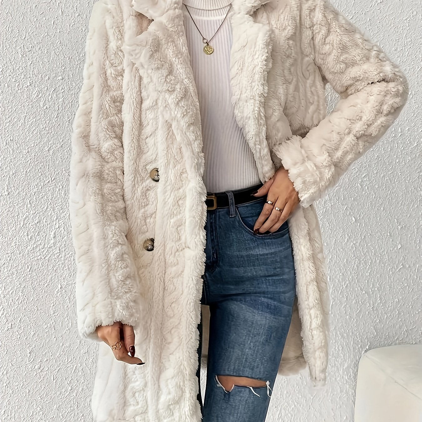 Fluffy Trend Wool-Style Coat
